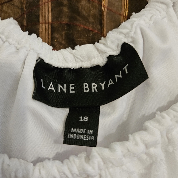 Lane Bryant White Flowy Boho Textured Lined Blouse Plus Size 18 - Picture 3 of 5